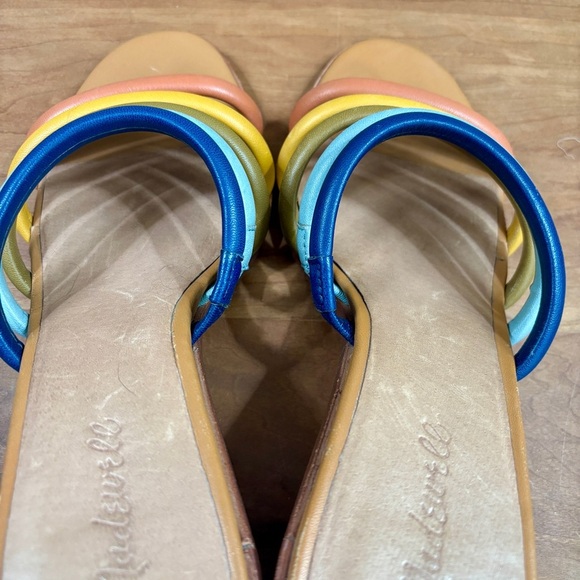 Madewell Addie Mules Sandals Stacked Heel Rainbow Leather Womens Size  10 - Picture 8 of 14